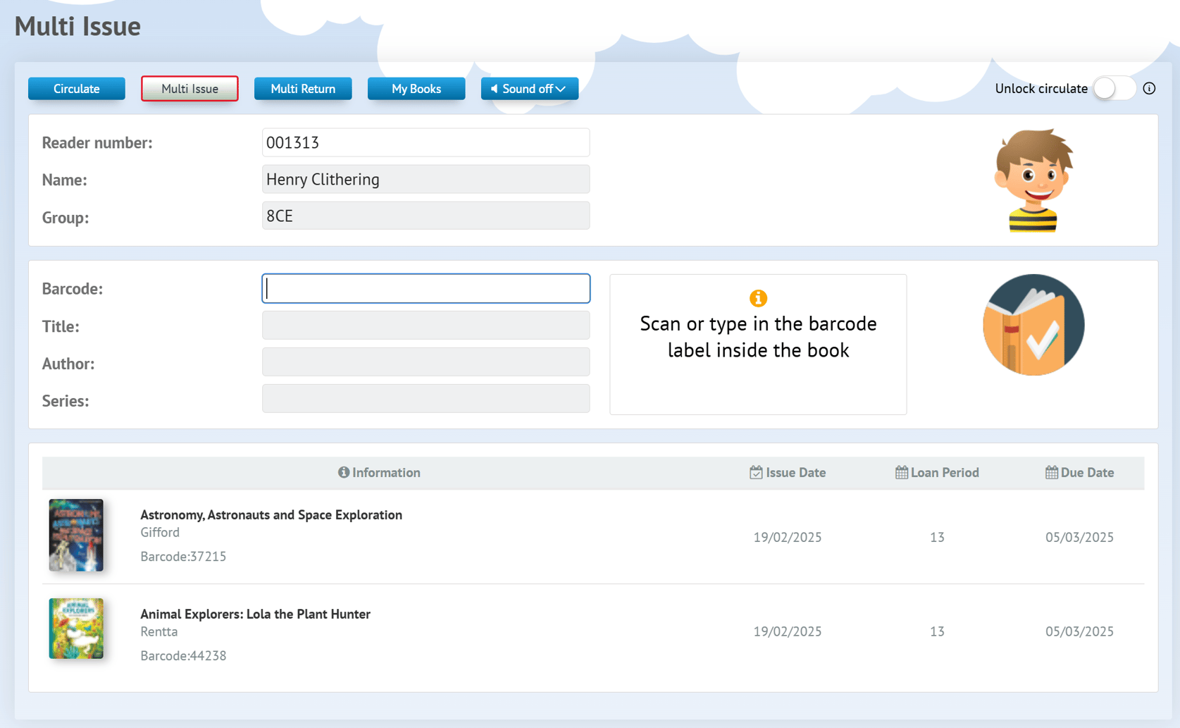 Student Circulate Multi Issue/Return
